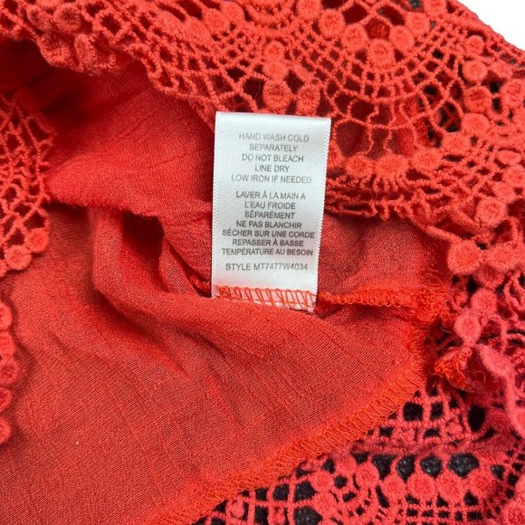 Bobeau Top Blouse Red Orange Off The Shoulder Lace‎ Hem Women's Size Medium - Picture 11 of 16